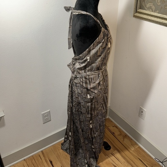 W118 by Walter Baker brown print halter maxi dress Sz L - Picture 3 of 6